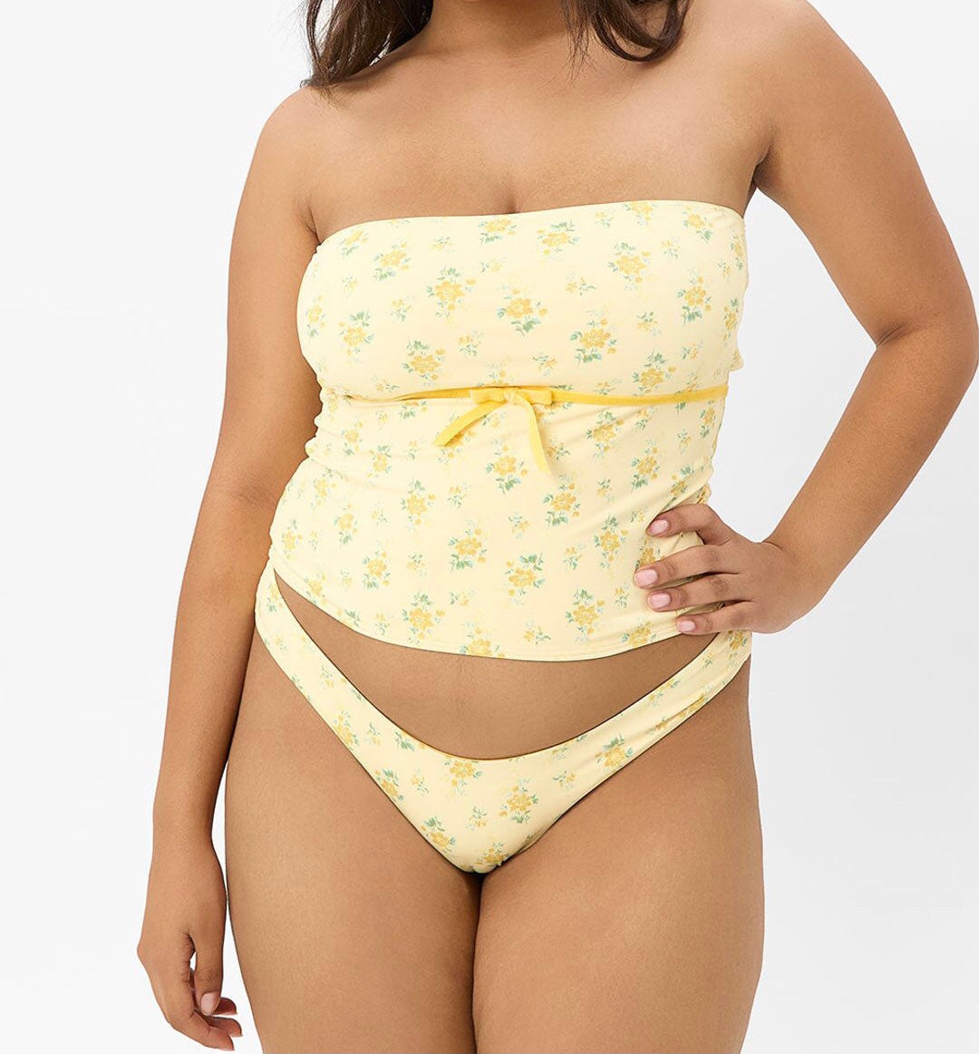 Peace Floral Strapless Bikini Top - Honeysuckle-Luxandluxy